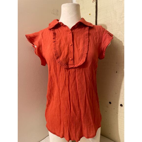 Sweet Wanderer Women's Size Large Button Down Blouse Short Sleeve - Picture 1 of 7